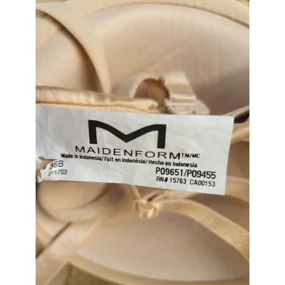 Maidenform Bra 36B Womens Beige Padded Push Up Underwired Adjustable Straps - Picture 4 of 5